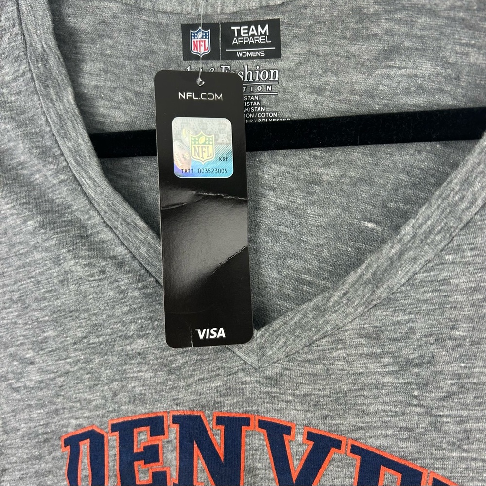 NFL Team Apparel Gray V-Neck Denver Broncos Tee size Large - Picture 5 of 6